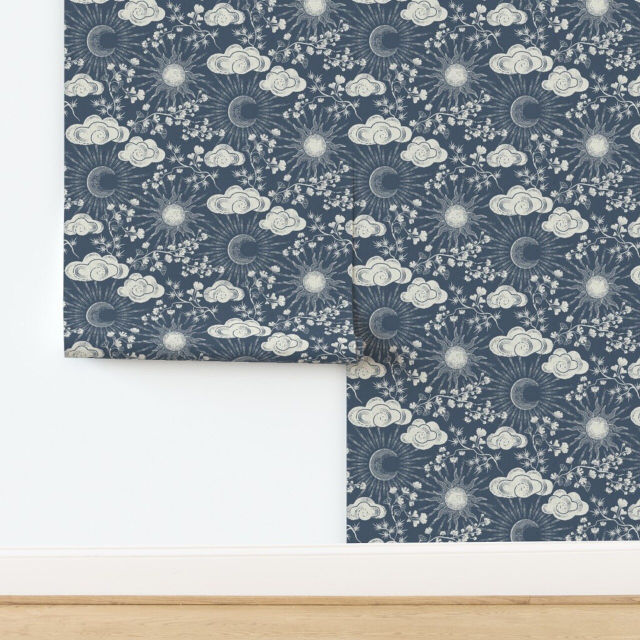 Toile Cosmos Vintage Retro Florals De Juoy Custom Removable Wallpaper by Spoonflower Peel & Stick Wallpaper 2FT Wide